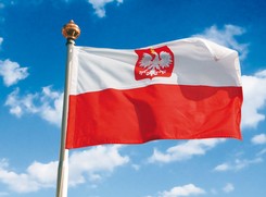 Flaga biało-czerwona z godłem  rozmiar: 150 x 100 cm